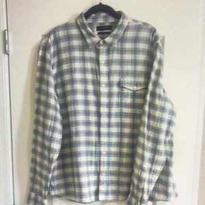 Men's Plaid Shirt - Blue and White